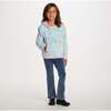 Kids Floral Plush Hoodie, Aqua - Sweatshirts - 3