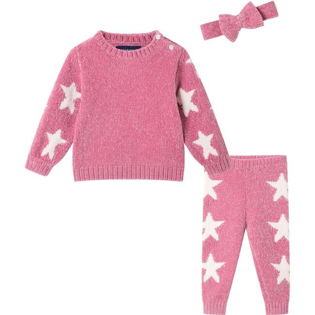 Infant Sweater & Headband Set, Pink Stars