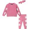 Infant Sweater & Headband Set, Pink Stars - Mixed Apparel Set - 1 - thumbnail