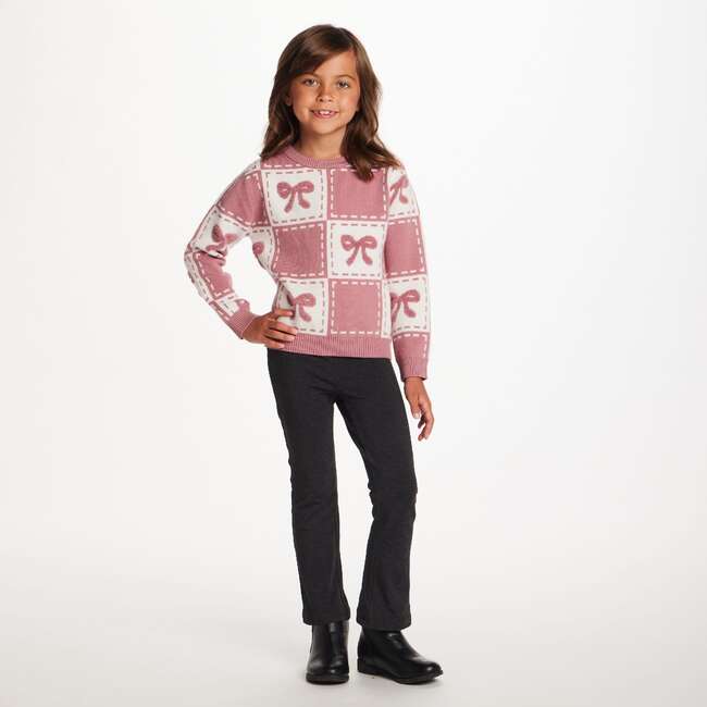 Kids Chenille Sweater & Jegging Set, Pink Bows - Mixed Apparel Set - 4
