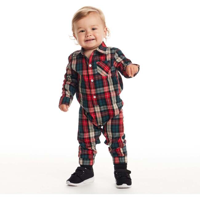 Infant Plaid Shirtall, Red Holiday