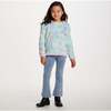 Kids Floral Plush Hoodie, Aqua - Sweatshirts - 4