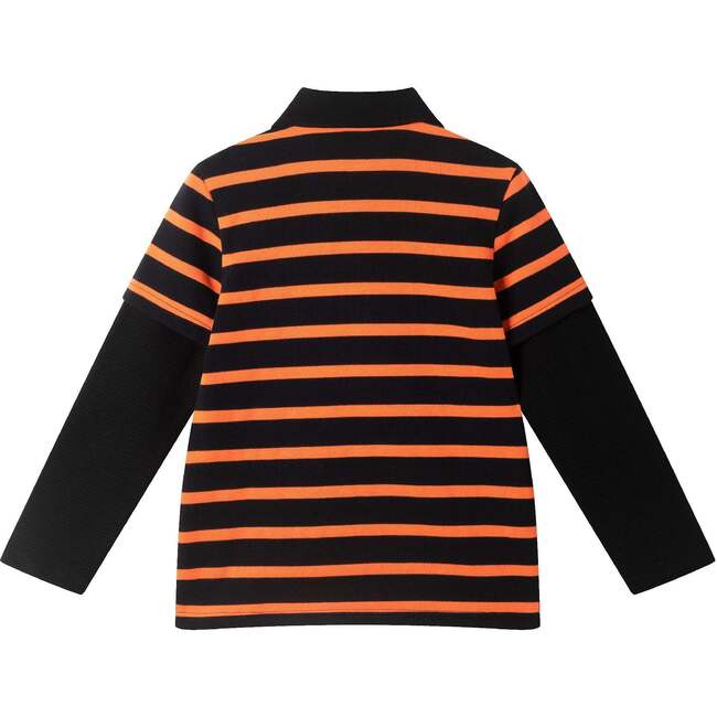 Kids Halloween Rugby Polo, Ghost Patch (Black/Orange) - Polo Shirts - 5