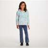 Kids Floral Plush Hoodie, Aqua - Sweatshirts - 5