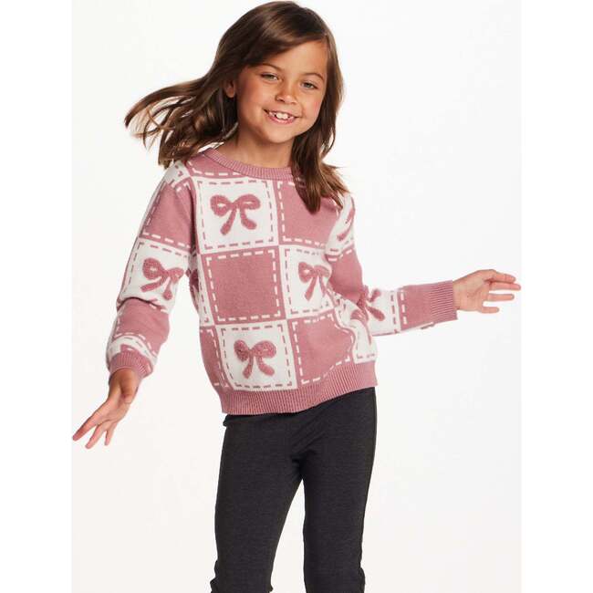 Kids Chenille Sweater & Jegging Set, Pink Bows - Mixed Apparel Set - 6