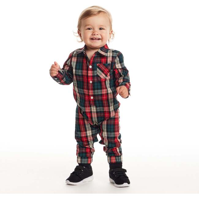 Infant Plaid Shirtall, Red Holiday - Rompers - 4