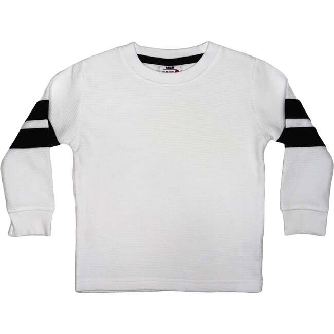 Kids Long Sleeve Thermal Striped Shirt, White