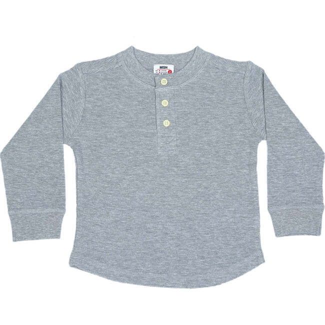 Kids Long Sleeve Thermal Henley Shirt, Heather