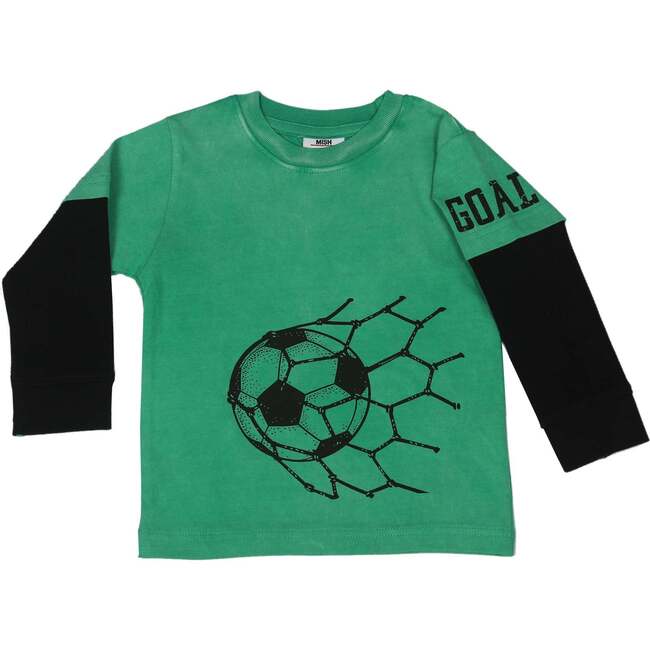 Kids Long Sleeve Enzyme 2Fer Shirt, Soccer Goal