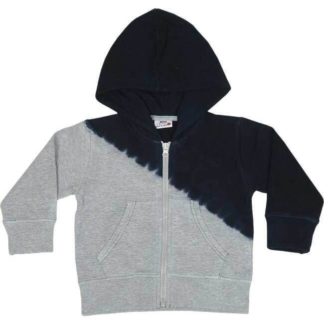 Kids Diagonal Dip Dye Zip Hoodie, Navy