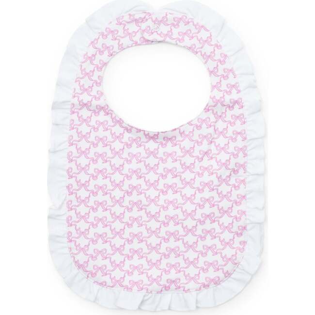 Ruffled Girls' Bib, Pretty Pink Bows