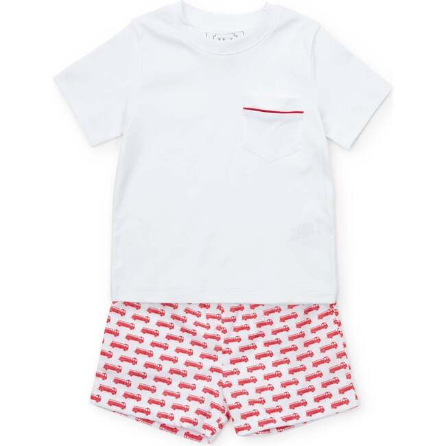 Hudson Boys' Short Set, Fire Truck Red