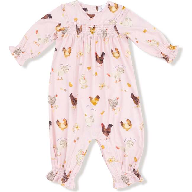 Ruffle Sleeve Romper Collectors Chickens, Pink