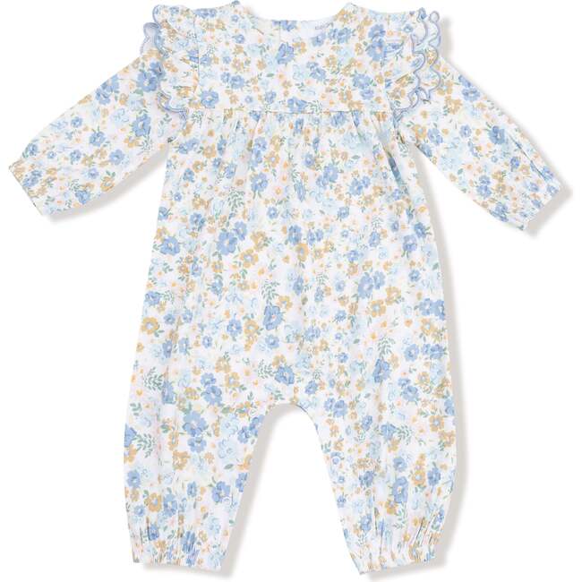 Long Sleeve Petal Ruffle Romper Sweet Rose Calico