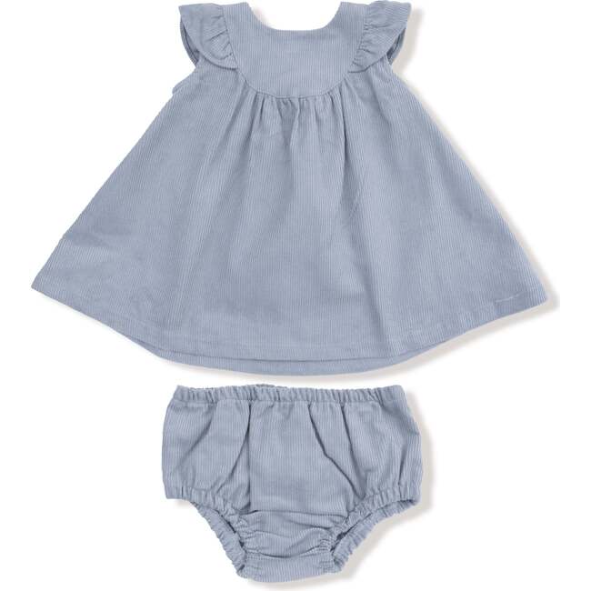 Scoop Yoke with Ruffle Dress + Bloomer Corduroy, Quarry