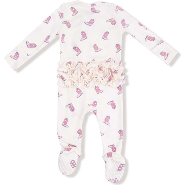 2 Way Zipper Ruffle Back Footie Petite Cowgirl Boots - Footie Pajamas - 3