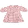 Long Sleeve Ruffle Smocked Neck Dress + Diaper Cover Rose Pink Plaid - Dresses - 2