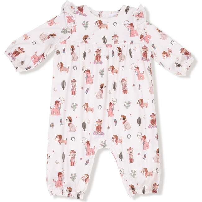 Ruffle Sleeve Romper Cowgirl Dogs