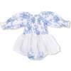 Long Sleeve Smocked Bubble with Tutu Dream Cottage Floral Blue - Dresses - 1 - thumbnail