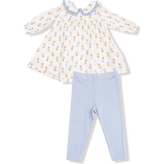 Peter Pan Collar Dress and Leggings Western Sunflower