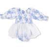 Long Sleeve Smocked Bubble with Tutu Dream Cottage Floral Blue - Dresses - 2