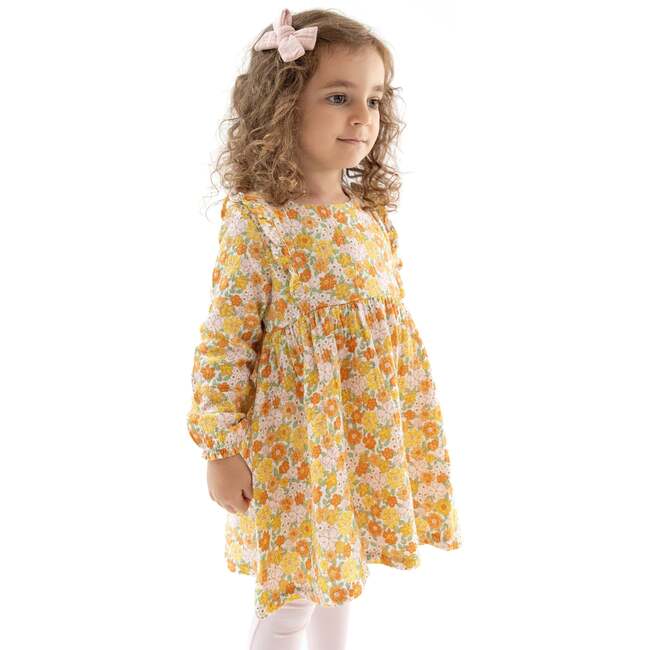 Ruffle Long Sleeve Dress + Ribbed Legging Sweet Amber Floral - Mixed Apparel Set - 2