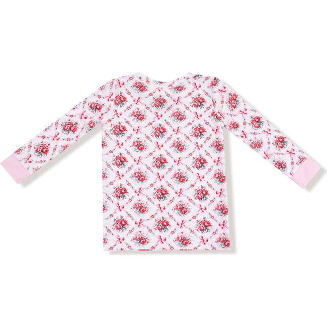 Long Sleeve Loungewear Set Rose Bow Lattice - Mixed Apparel Set - 2