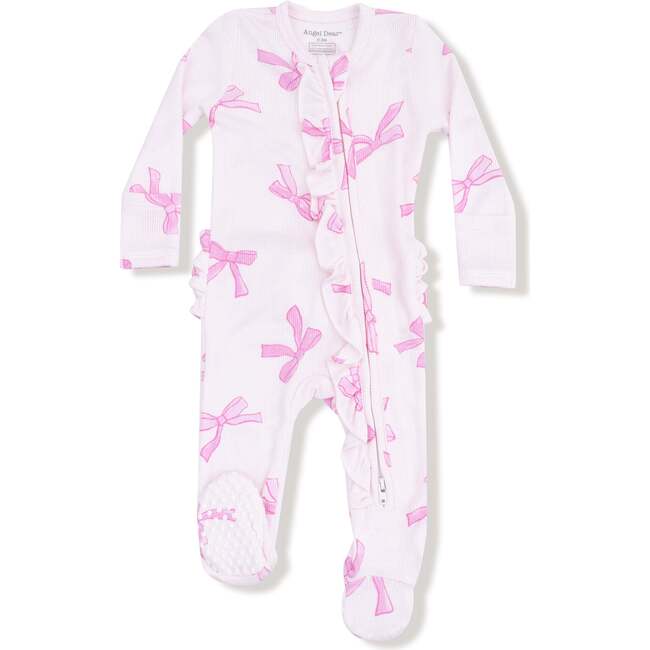 2 Way Ruffle Zipper Footie Pretty Bows