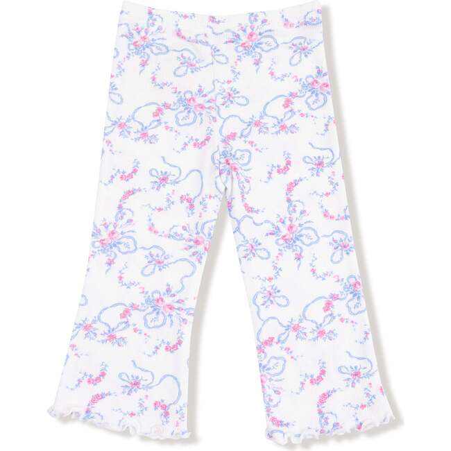 Ruffle Shoulder Shirt and Flare Pant Ribbon Floral Fling - Mixed Apparel Set - 2