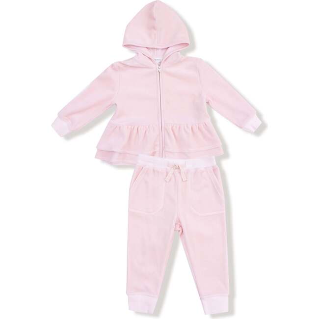 Zip Peplum Hoodie + Jogger Velour Teddy Bear