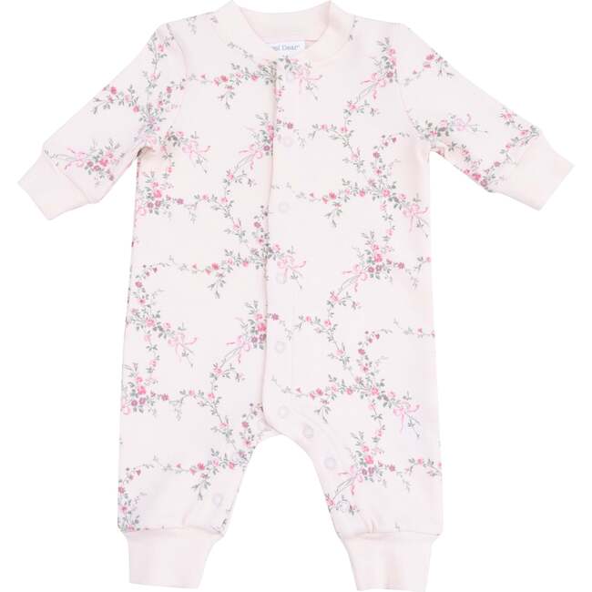 Baseball Collar Romper with Front Placket French Terry, Antoinette Floral