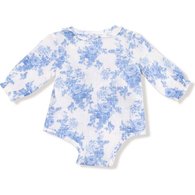 Long Sleeve Kimono Bodysuit with Ruffle + Elastic Cuff Dream Cottage Floral Blue - Onesies - 2