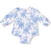 Long Sleeve Kimono Bodysuit with Ruffle + Elastic Cuff Dream Cottage Floral Blue - Onesies - 2