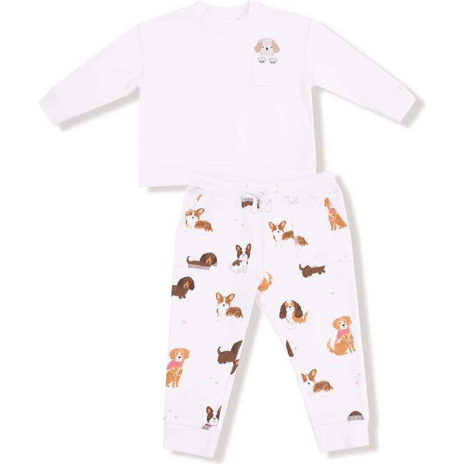 Drop Sleeve Sweatshirt and Jogger Best Friend Dogs, French Terry, Pink
