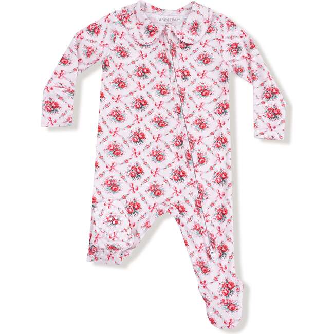Peter Pan 2 Way Zipper Footie Rose Bow Lattice