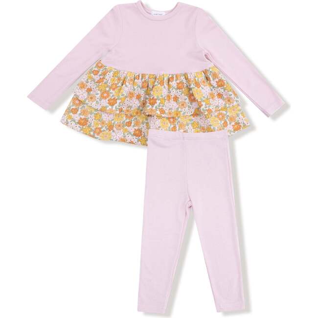 Long Sleeve Knit Top with Legging Set Sweet Amber Floral