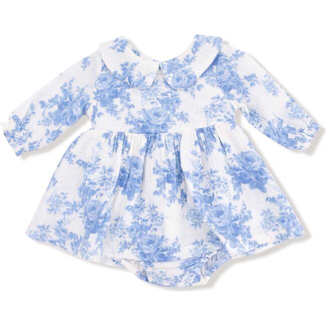Long Sleeve Peter Pan Collar Bubble with Skirt Dream Cottage Floral Blue