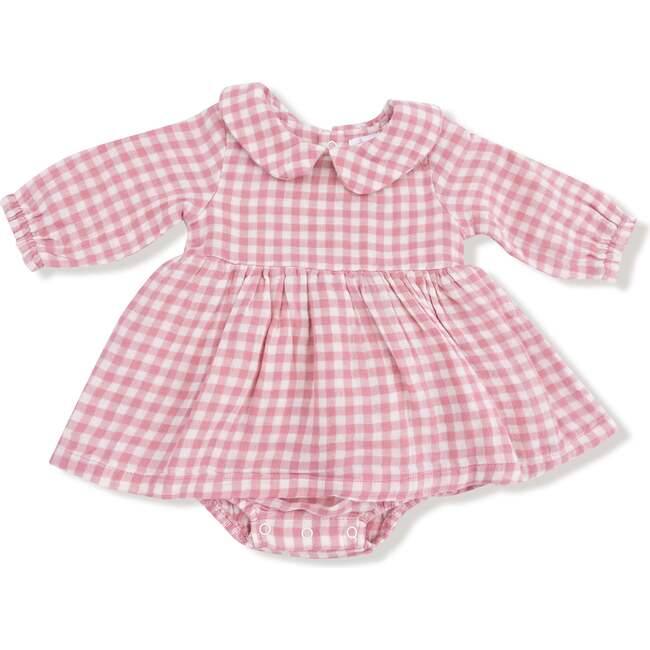 Peter Pan Collar Bubble with Skirt Rose Pink Plaid