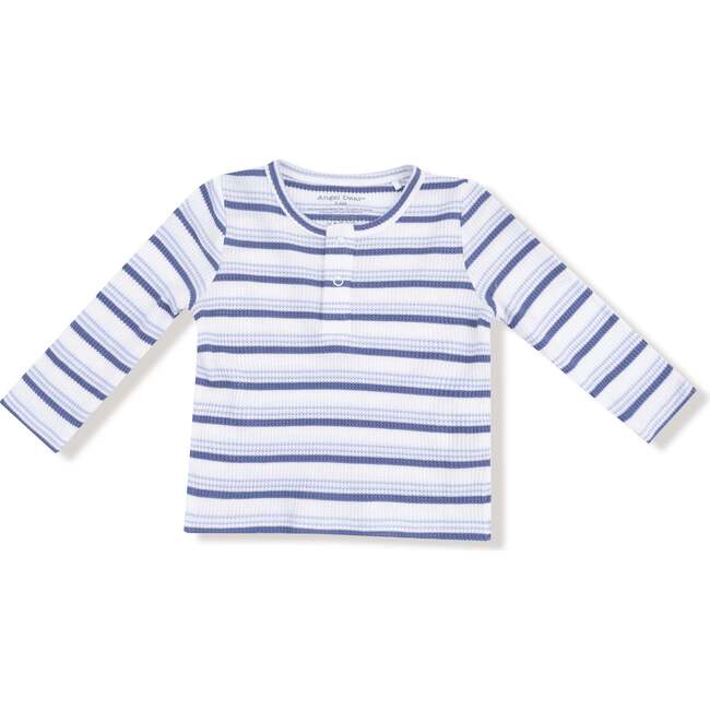 Long Sleeve Henley Vintage Stripe, Blue