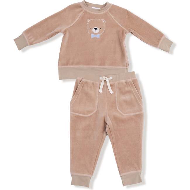 Raglan Sweatshirt + Jogger Set Velour Teddy Bear