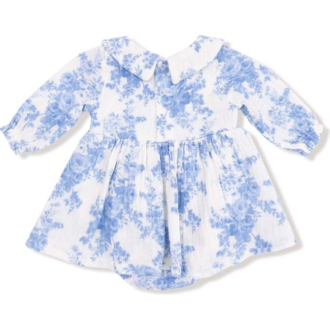 Long Sleeve Peter Pan Collar Bubble with Skirt Dream Cottage Floral Blue - Dresses - 2