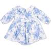 Long Sleeve Peter Pan Collar Bubble with Skirt Dream Cottage Floral Blue - Dresses - 2