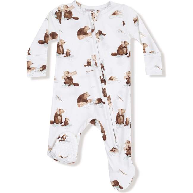 2 Way Zipper Footie Baby Beavers
