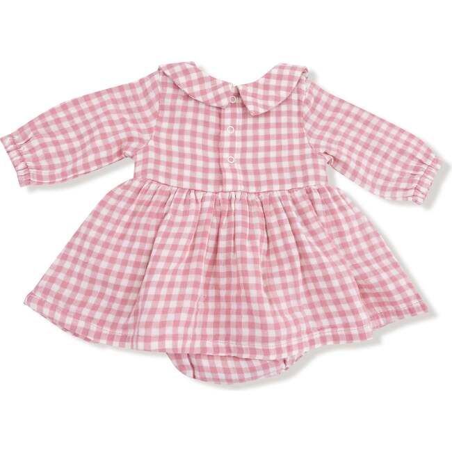 Peter Pan Collar Bubble with Skirt Rose Pink Plaid - Dresses - 2
