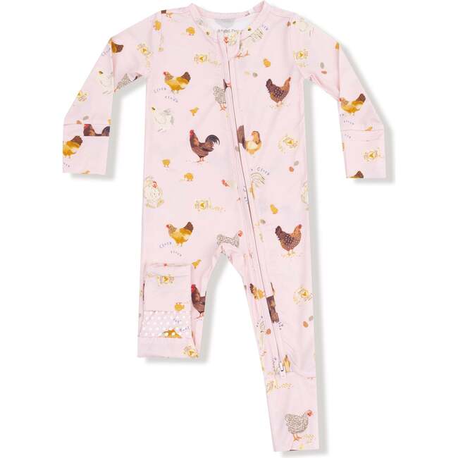 2 Way Ruffle Zipper Footie Collectors Chickens, Pink