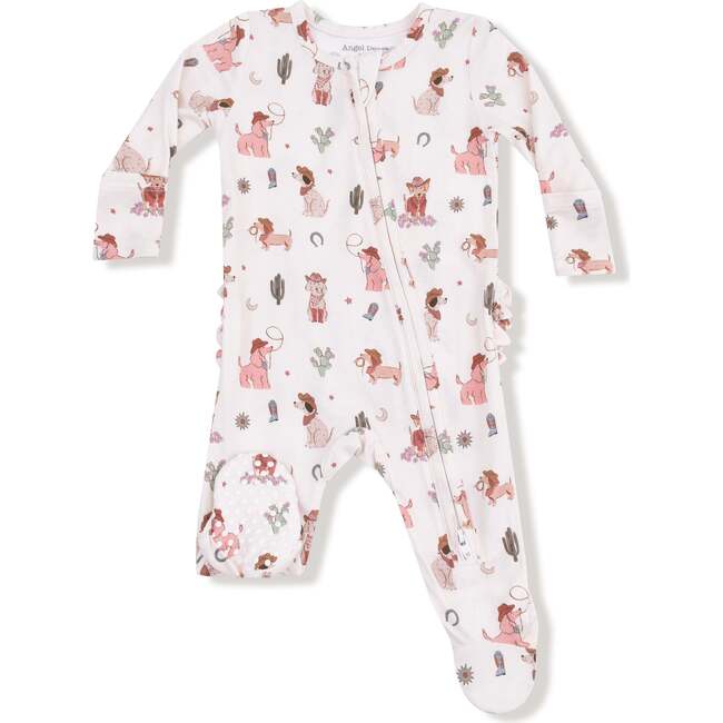 2 Way Zipper Ruffle Back Footie Cowgirl Dogs