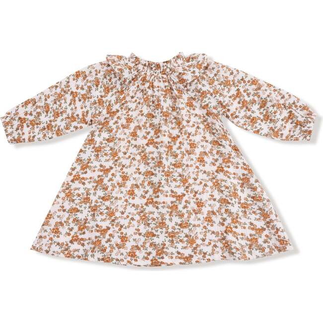 Long Sleeve Ruffle Smocked Neck Dress + Diaper Cover Prairie Calico - Dresses - 2
