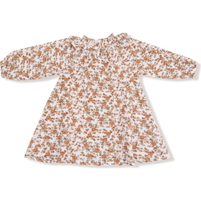 Long Sleeve Ruffle Smocked Neck Dress + Diaper Cover Prairie Calico - Dresses - 3