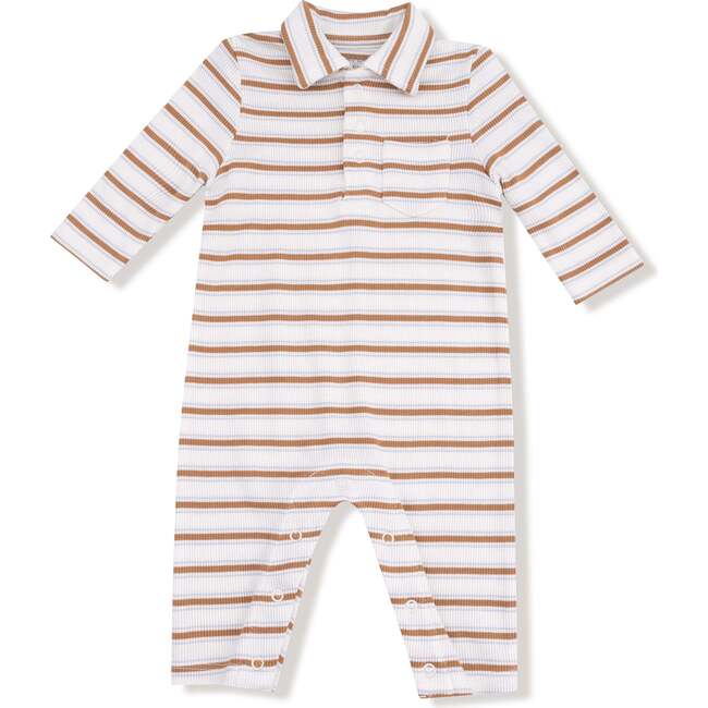 Polo Romper Basics, Vintage Stripe-Brown