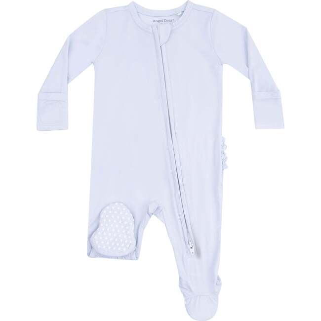 2 Way Zipper Ruffle Back Footie Basics, Artic Ice